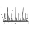 Stojak na rowery RAD-4 z barierką - rysunek techniczny z wymiarami