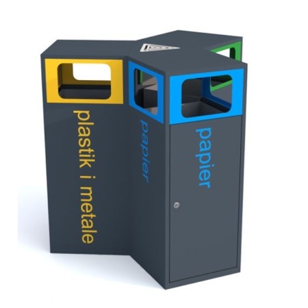 Kosz do segregacji Tulipan 3x80l z popielnicą kreuj swój biznes z Wyposażenie sklepów i instytucji  - Kreuj swój biznes z 4store.pl