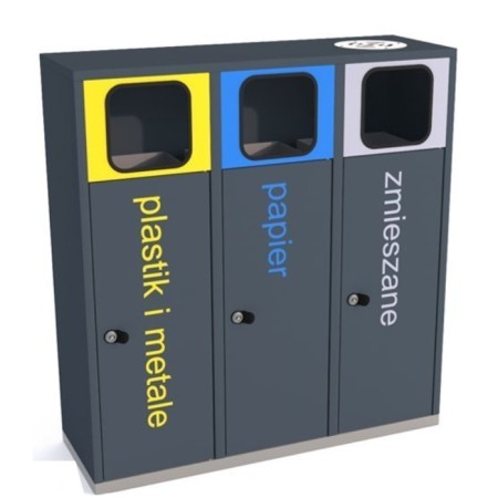 Kosz do segregacji Etna III 3x40l z popielnicą / napisy folia samoprzylepna kreuj swój biznes z Wyposażenie sklepów i instytucji  - Kreuj swój biznes z 4store.pl