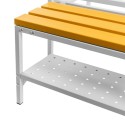 Ławka WPC z półką na buty Mega-M 80x80x43 cm - perforowana półka i noga w zbliżeniu