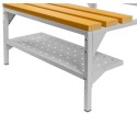 Ławeczka WPC z półką na buty Mega-M 80x80x43 cm - perforowana półka i noga ze stopką