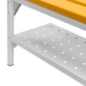 Ławeczka WPC z półką na buty 80x80x43 cm - perforowana półka na buty i noga z stopką
