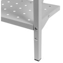 Podstawa pod szafkę BHP z półką na buty Mega-M 80x80x43 cm - noga i perforowana półka z bliska