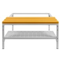 Podstawa z ławeczką WPC Mega-M 80x80x43 cm - widok z przodu na ławkę i perforowaną półkę na buty