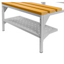 Ławeczka WPC z półką na buty Mega-M 80x80x43 cm - perforowana półka i stelaż w zbliżeniu