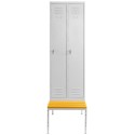 Szafka BHP z ławeczką WPC 60x80x43 cm - widok z przodu z zamkniętymi drzwiami