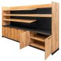 Regał ekspozycyjno-sprzedażowy zakasowy Mega-M H- 230 cm L- 364 cm G- 63 cm dąb kraft/czarny kreuj swój biznes z Wyposażenie sklepów i instytucji  - Kreuj swój biznes z 4store.pl