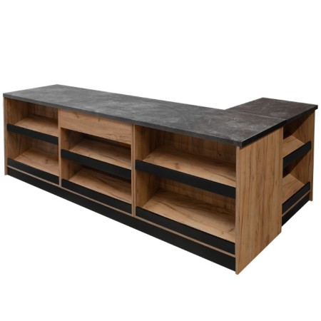 Lada sklepowa sprzedażowa Mega-M H-87 cm L-360 cm G-60 cm dąb kraft kreuj swój biznes z Wyposażenie sklepów i instytucji  - Kreuj swój biznes z 4store.pl