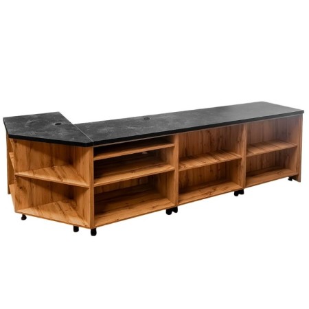 Lada sklepowa sprzedażowa impulsowa Mega-M H- 90 cm L- 310 cm G- 60 cm dąb wotan kreuj swój biznes z Wyposażenie sklepów i instytucji  - Kreuj swój biznes z 4store.pl