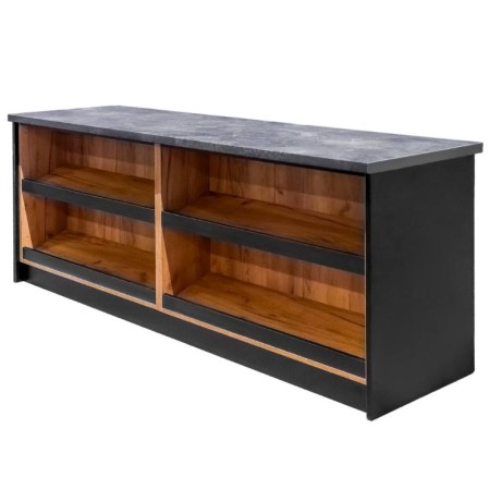 Lada sklepowa sprzedażowa impulsowa Mega-M H- 90 cm L- 200 cm G- 60 cm czarny/dąb kraft/blat K205 kreuj swój biznes z Wyposażenie sklepów i instytucji  - Kreuj swój biznes z 4store.pl