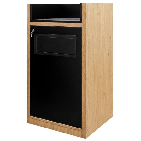 Kosz na śmieci ze stojakiem na tace Mega-M H- 120 cm L- 60 cm G- 58 cm dąb kamienny kreuj swój biznes z Wyposażenie sklepów i instytucji  - Kreuj swój biznes z 4store.pl
