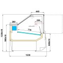 Lada chłodnicza SAMOS 1.25 - rysunek techniczny z wymiarami w przekroju bocznym