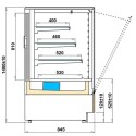 Witryna cukiernicza Igloo CUBE 2 0.9W 3P - rysunek techniczny z wymiarami w przekroju bocznym
