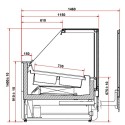 Dystrybutor do lodów Innova Deep Ice 140 - rysunek techniczny z wymiarami w przekroju