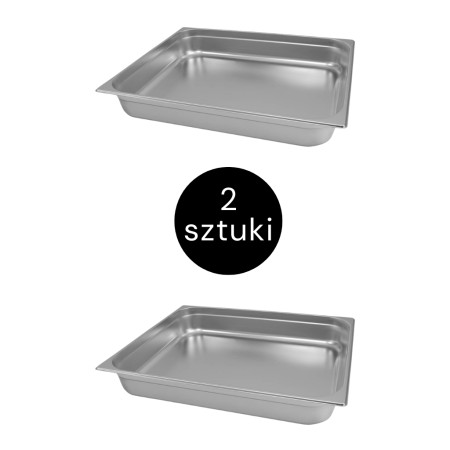 Pojemnik GN 2/1 ze stali nierdzewnej Mega-M 65x53x10 cm zestaw 2 szt. kreuj swój biznes z Wyposażenie sklepów i instytucji  - Kreuj swój biznes z 4store.pl