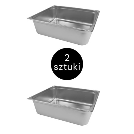 Pojemnik GN 2/1 ze stali nierdzewnej Mega-M 65x53x20 cm zestaw 2 szt. kreuj swój biznes z Wyposażenie sklepów i instytucji  - Kreuj swój biznes z 4store.pl