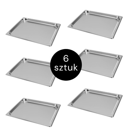 Pojemnik GN 2/3 ze stali nierdzewnej Mega-M 35,3×32,5×2 cm zestaw 6 szt. kreuj swój biznes z Wyposażenie sklepów i instytucji  - Kreuj swój biznes z 4store.pl