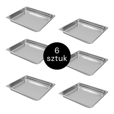 Pojemnik GN 2/3 ze stali nierdzewnej Mega-M 35,3×32,5×4 cm zestaw 6 szt. kreuj swój biznes z Wyposażenie sklepów i instytucji  - Kreuj swój biznes z 4store.pl