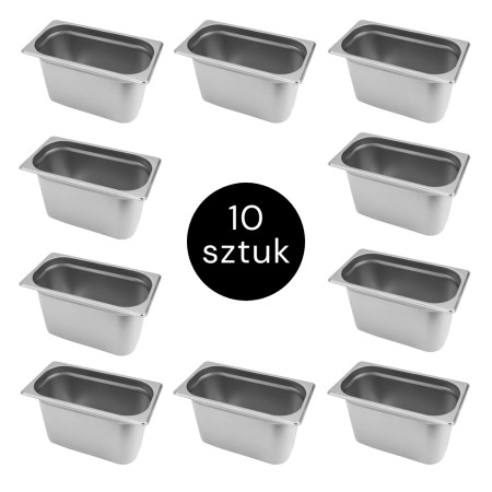 Pojemnik GN 1/3 ze stali nierdzewnej Mega-M 32,5×17,6x20cm zestaw 10 szt. kreuj swój biznes z Wyposażenie sklepów i instytucji  - Kreuj swój biznes z 4store.pl