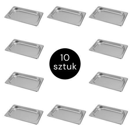 Pojemnik GN 1/4 ze stali nierdzewnej Mega-M 26,5×16,2×2 cm zestaw 10 szt. kreuj swój biznes z Wyposażenie sklepów i instytucji  - Kreuj swój biznes z 4store.pl
