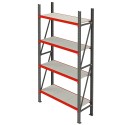 Regał magazynowy Mega-M FORTIS 200x167x50 cm - widok pod kątem z czterema półkami