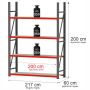 Regał metalowy magazynowy 4-półkowy Mega-M FORTIS H-200 cm L-217 cm G-60 cm moduł bazowy kreuj swój biznes z Wyposażenie sklepów i instytucji  - Kreuj swój biznes z 4store.pl