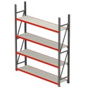Regał magazynowy Mega-M FORTIS 200x267x50 cm - widok z boku pod kątem, cztery półki