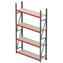 Regał magazynowy Mega-M FORTIS 240x217x40 cm - widok z przodu pod kątem, 4 półki