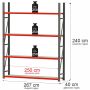 Regał metalowy magazynowy 4-półkowy Mega-M FORTIS H-240 cm L-267 cm G-40 cm moduł bazowy kreuj swój biznes z Wyposażenie sklepów i instytucji  - Kreuj swój biznes z 4store.pl