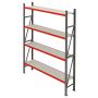 Regał metalowy magazynowy 4-półkowy Mega-M FORTIS H-240 cm L-267 cm G-40 cm moduł bazowy kreuj swój biznes z Wyposażenie sklepów i instytucji  - Kreuj swój biznes z 4store.pl