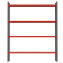 Regał magazynowy Mega-M FORTIS 240x267x50 cm - widok z przodu, czerwone belki