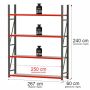 Regał metalowy magazynowy 4-półkowy Mega-M FORTIS H-240 cm L-267 cm G-60 cm moduł bazowy kreuj swój biznes z Wyposażenie sklepów i instytucji  - Kreuj swój biznes z 4store.pl
