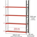 Regał metalowy magazynowy 4-półkowy Mega-M FORTIS H-200 cm L-208.5 cm G-40 cm moduł dostawny