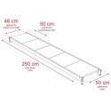 Regał magazynowy Mega-M FORTIS 258,5 cm - rysunek techniczny półki z wymiarami