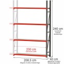 Regał metalowy magazynowy 4-półkowy Mega-M FORTIS H-240 cm L-208.5 cm G-40 cm moduł dostawny