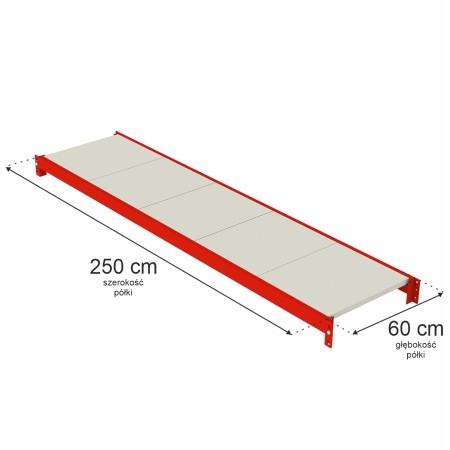 Półka do regału magazynowego Mega-M FORTIS L-250 cm G-60 cm kreuj swój biznes z Wyposażenie sklepów i instytucji  - Kreuj swój biznes z 4store.pl