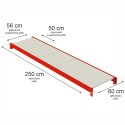 Półka do regału Mega-M FORTIS 250x60 cm - rysunek techniczny z wymiarami