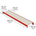 Półka do regału Mega-M FORTIS 250x50 cm - rysunek techniczny z wymiarami