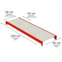 Półka do regału Mega-M FORTIS 200x60 cm - rysunek techniczny z wymiarami półki i wypełnienia