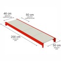 Półka do regału Mega-M FORTIS 200x50 cm - rysunek z wymiarami półki i wypełnienia
