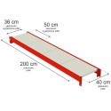 Półka do regału Mega-M FORTIS 200x40 cm - rysunek techniczny z wymiarami