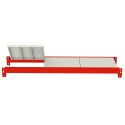 Półka do regału Mega-M FORTIS 150x40 cm - belki z płytami, jedna płyta odchylona