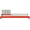 Półka do regału Mega-M FORTIS 150x50 cm - belki czerwone z płytami, jedna płyta odchylona