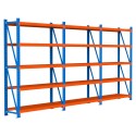 Regał magazynowy Mega-M FORTIS LIGHT 585 cm - widok z przodu pod kątem, trzy sekcje