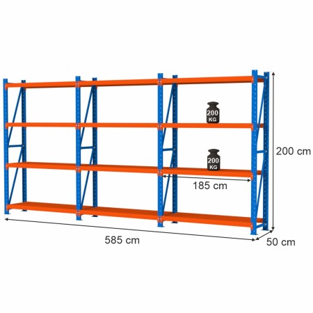 Regał magazynowy 12-półkowy Mega-M FORTIS LIGHT H-200 cm L-585 cm G-50 cm kreuj swój biznes z Wyposażenie sklepów i instytucji  - Kreuj swój biznes z 4store.pl