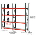 Regał magazynowy 8-półkowy Mega-M FORTIS H-200 cm L-325.5 cm G-50 cm