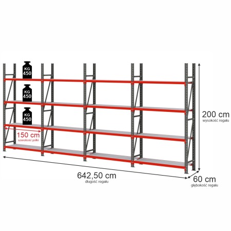 Regał magazynowy 16-półkowy Mega-M FORTIS H-200 cm L-642.5 cm G-60 cm kreuj swój biznes z Wyposażenie sklepów i instytucji  - Kreuj swój biznes z 4store.pl