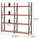 Regał magazynowy 8-półkowy Mega-M FORTIS H-240 cm L-325.5 cm G-50 cm