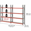Regał magazynowy 8-półkowy Mega-M FORTIS H-200 cm L-425.5 cm G-50 cm