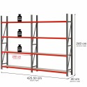 Regał magazynowy 8-półkowy Mega-M FORTIS H-240 cm L-425.5 cm G-40 cm